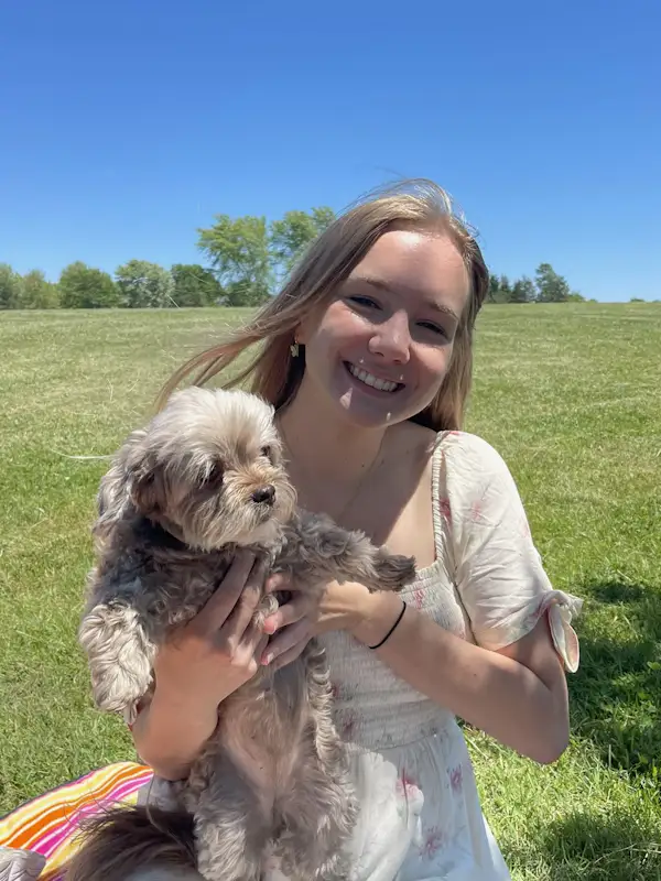 Abby, our student therapy, and her dog Coco