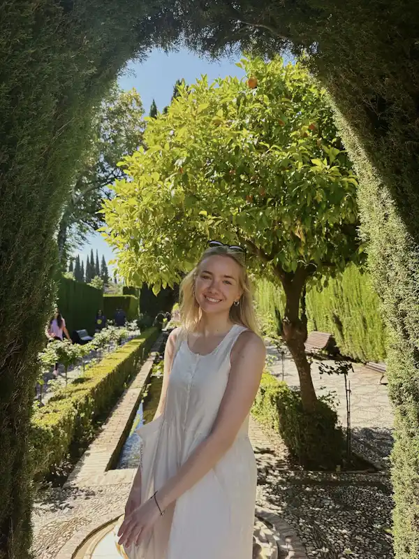 Abby spending time in a natural setting, reflecting her calm and down-to-earth approach