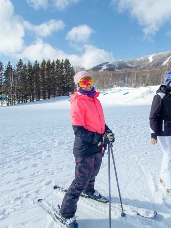 Woman on ski slopes